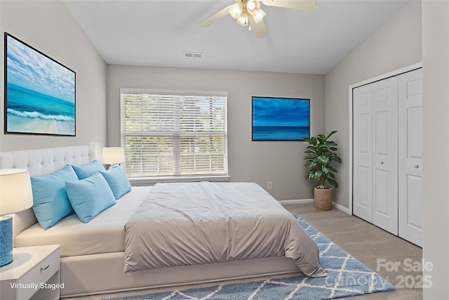 12516 Hennigan Place Ln, Charlotte, NC 28214 - carpeted bedroom featuring a closet and a ceiling fan