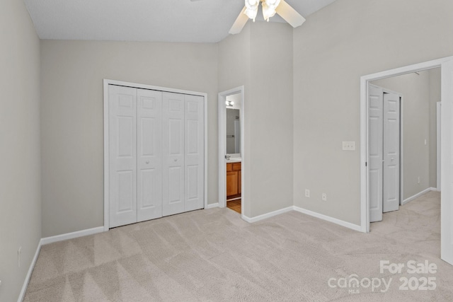 12516 Hennigan Place Ln, Charlotte, NC 28214 - unfurnished bedroom with carpet floors, a closet, ensuite bathroom, and ceiling fan