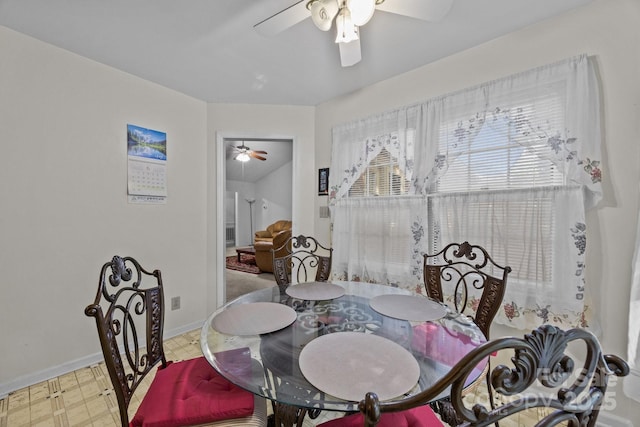 212 Foxfield Ln, Matthews, NC 28105 - dining room featuring ceiling fan and tile patterned floors