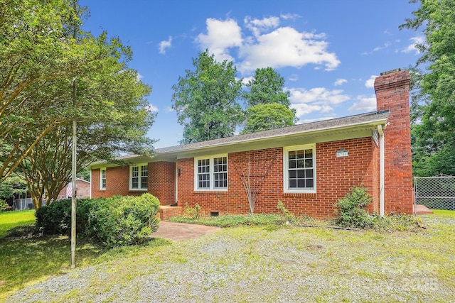 8706 Richardson King Rd, Waxhaw, NC 28173 - ranch-style house featuring a chimney, crawl space, and brick siding