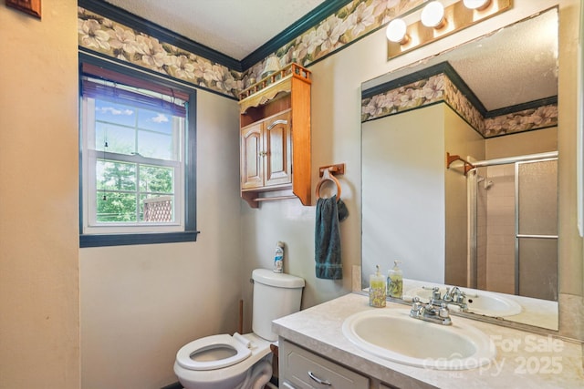 8706 Richardson King Rd, Waxhaw, NC 28173 - full bathroom featuring ornamental molding, a tile shower, and vanity