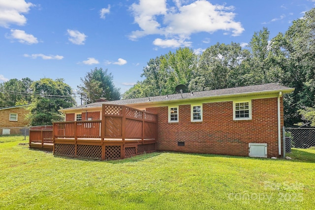8706 Richardson King Rd, Waxhaw, NC 28173 - back of house with crawl space, a deck, and brick siding