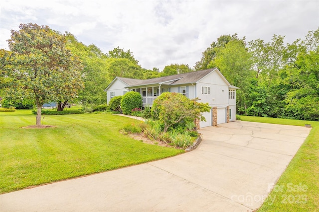 76 Woodland Hills Rd, Asheville, NC 28804 - view of front of property with a garage, stone siding, concrete driveway, and a front yard