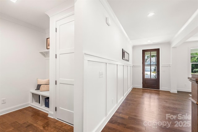 3222 Player Ct, Salisbury, NC 28144 - foyer featuring recessed lighting, wood finished floors, ornamental molding, and a decorative wall