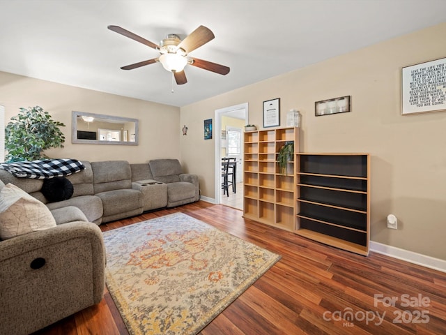 427 E 12th Ave, Gastonia, NC 28054 - living room featuring ceiling fan and wood finished floors
