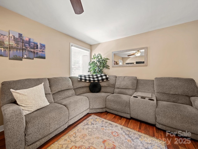 427 E 12th Ave, Gastonia, NC 28054 - living area featuring ceiling fan and wood finished floors