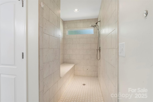 7627 Sarah Dr, Denver, NC 28037 - full bath with tiled shower and recessed lighting