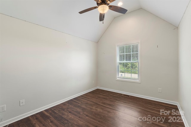 7627 Sarah Dr, Denver, NC 28037 - unfurnished room featuring a ceiling fan, vaulted ceiling, and wood finished floors