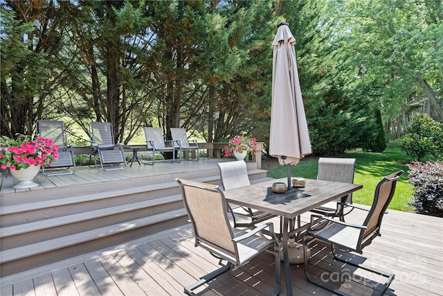 4 Orchard Pl, Weaverville, NC 28787 - wooden deck with outdoor dining space