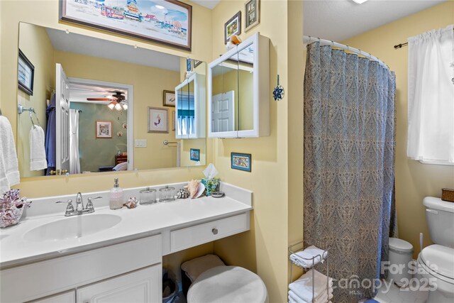 4 Orchard Pl, Weaverville, NC 28787 - full bath with vanity, ceiling fan, and a shower with curtain