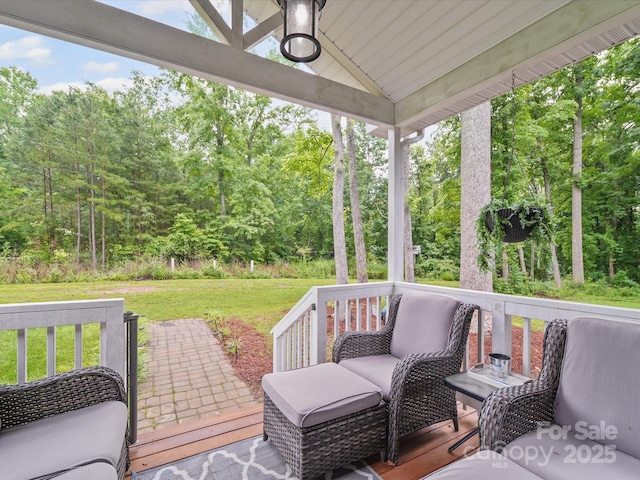 142 Hickory Rd, Lexington, NC 27292 - deck with a lawn and a forest view