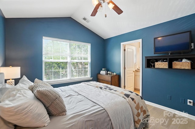 529 River Park Rd, Belmont, NC 28012 - bedroom featuring wood finished floors, lofted ceiling, and ceiling fan