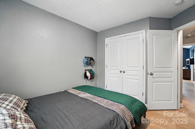529 River Park Rd, Belmont, NC 28012 - bedroom featuring light wood-style flooring and a closet