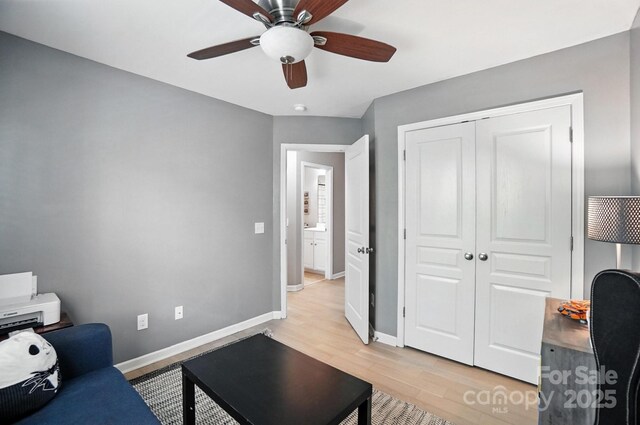 529 River Park Rd, Belmont, NC 28012 - living room with light wood-type flooring and ceiling fan