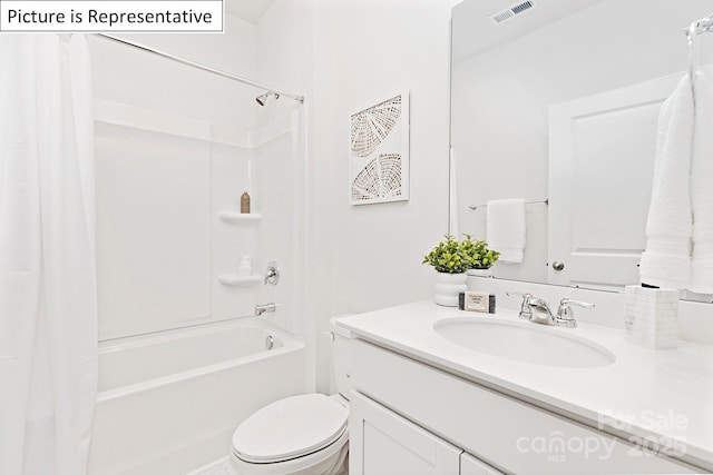 1357 Secrest Commons Dr, Monroe, NC 28112 - bathroom with vanity and shower / tub combo with curtain