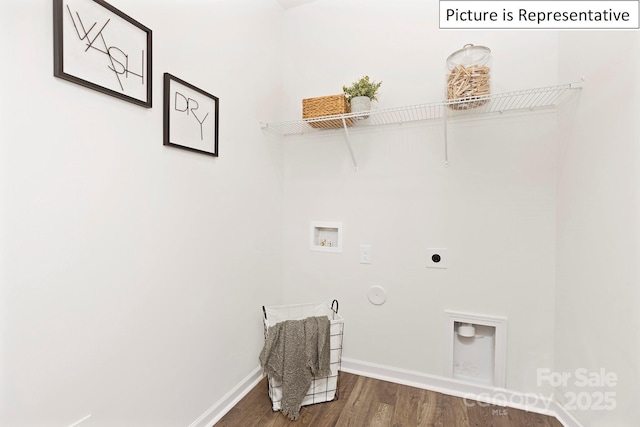 1357 Secrest Commons Dr, Monroe, NC 28112 - laundry area featuring hookup for an electric dryer, hookup for a washing machine, wood finished floors, and gas dryer hookup