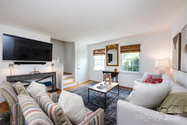 528 Wakefield Dr Unit A, Charlotte, NC 28209 - living area featuring stairway and wood finished floors