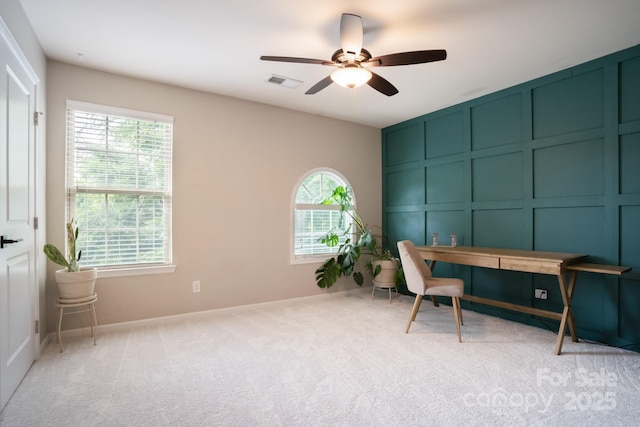 3537 Hornets Nest Way Unit 206, Charlotte, NC 28208 - office with a decorative wall, light colored carpet, and a ceiling fan