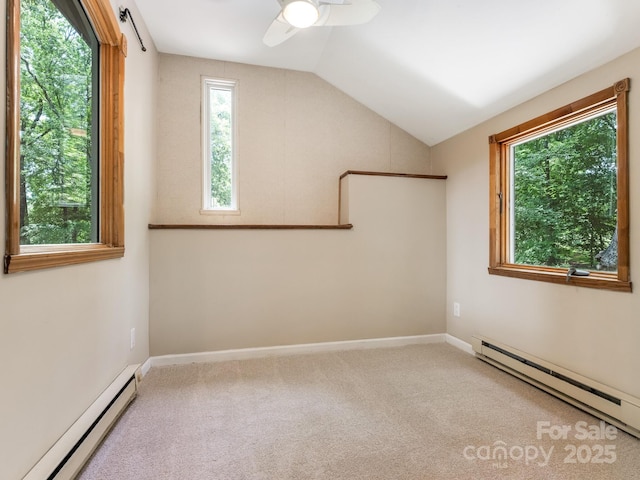 3310 Windbluff Dr, Charlotte, NC 28277 - bonus room with a baseboard radiator, a baseboard heating unit, healthy amount of natural light, ceiling fan, and vaulted ceiling