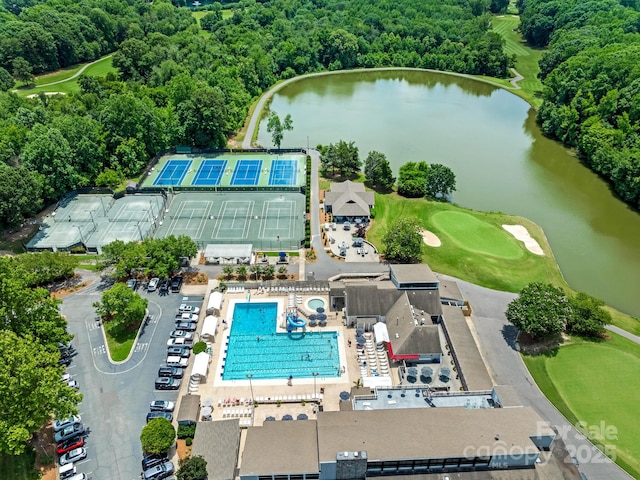 3310 Windbluff Dr, Charlotte, NC 28277 - aerial view of a forest and a nearby body of water