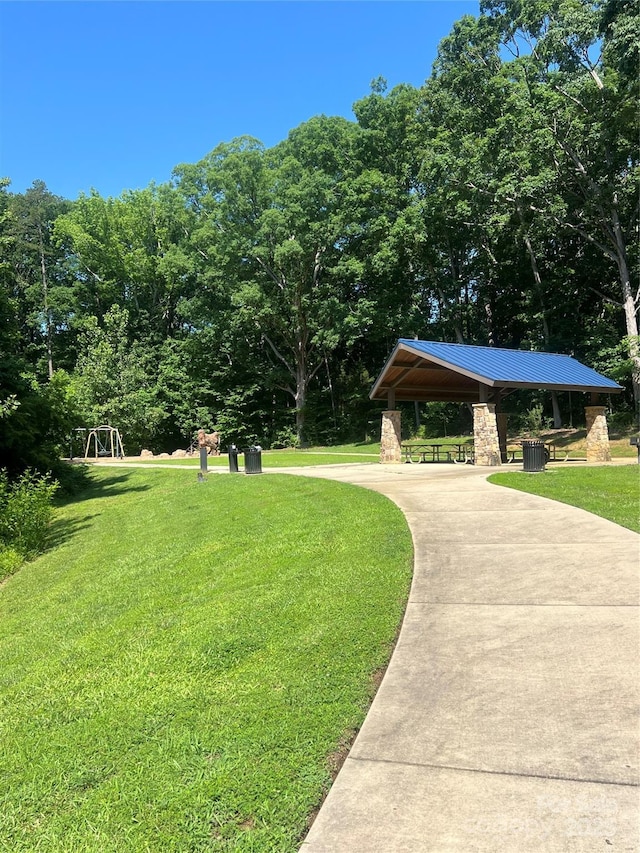 5701 Silver Eagle Dr, Charlotte, NC 28214 - view of community featuring a gazebo, a yard, and concrete driveway