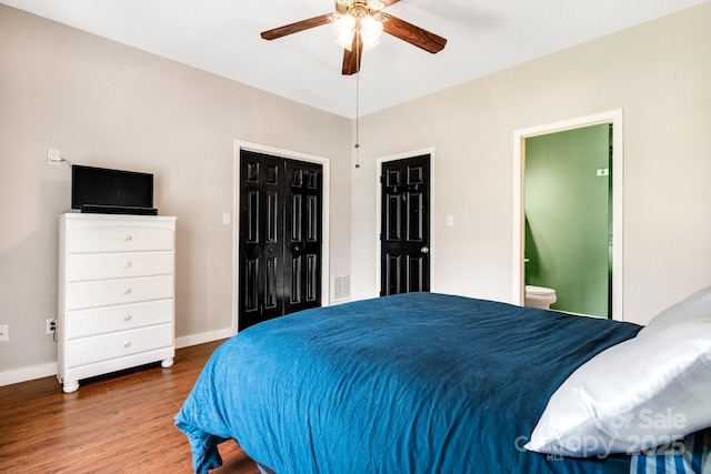 12 Eden Glen Rd, Black Mountain, NC 28711 - bedroom with wood finished floors, ensuite bath, and ceiling fan