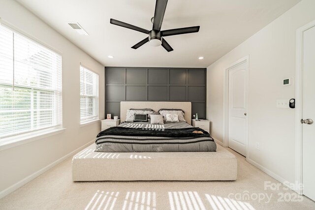 11546 Red Rust Ln, Charlotte, NC 28277 - bedroom with carpet, ceiling fan, and recessed lighting