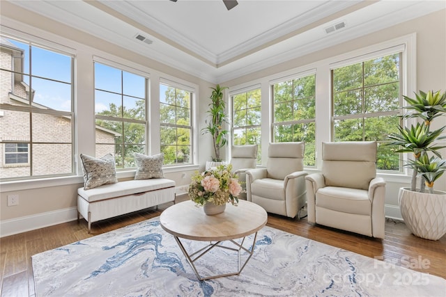 920 Terramore Dr, Waxhaw, NC 28173 - sunroom with healthy amount of natural light, wood-type flooring, and crown molding