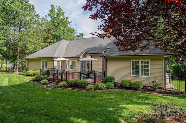 7988 Golf Course Dr N, Denver, NC 28037 - back of house with a wooden deck and roof with shingles