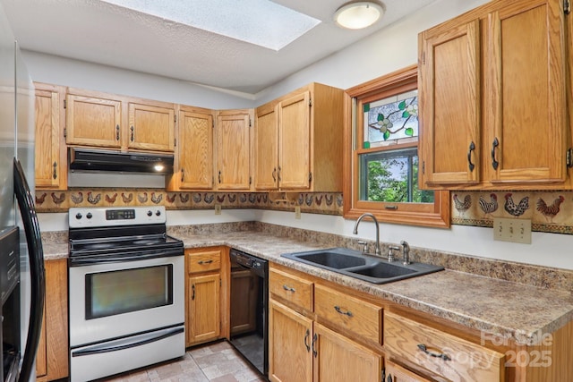 58 Oak Ter, Arden, NC 28704 - kitchen with stainless steel appliances, extractor fan, a skylight, and light countertops