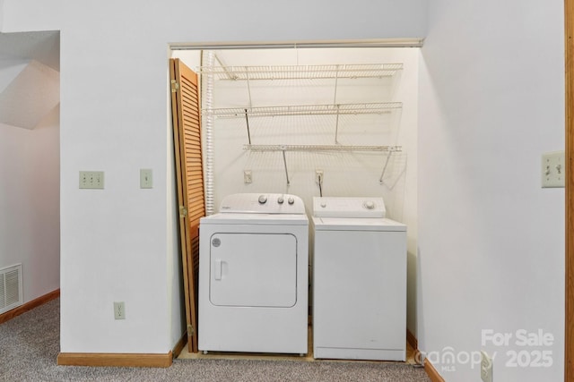 58 Oak Ter, Arden, NC 28704 - laundry room with independent washer and dryer and carpet flooring