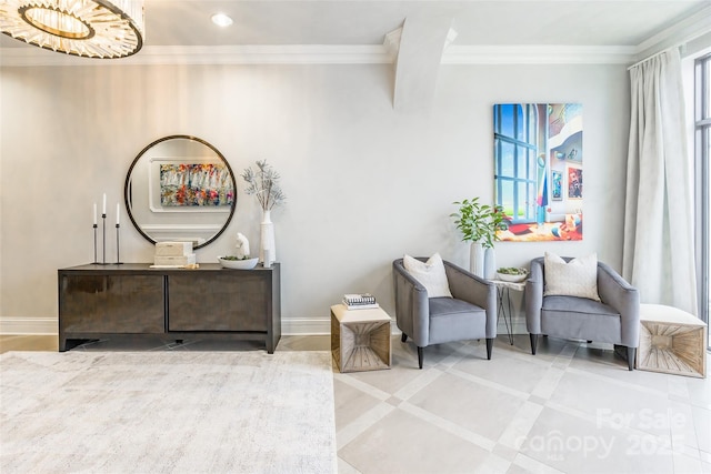 222 S Caldwell St # 2203, Charlotte, NC 28202 - sitting room featuring ornamental molding and recessed lighting