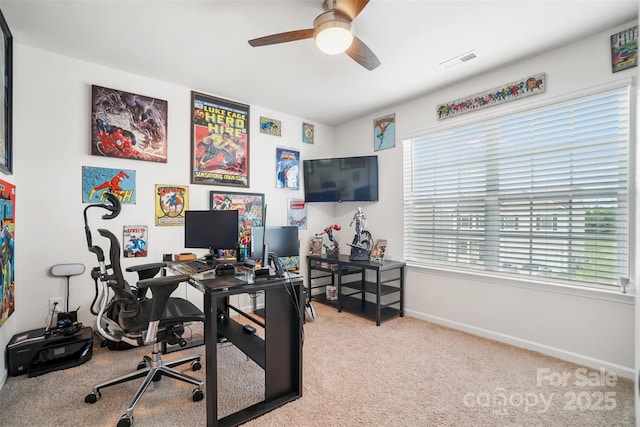 1343 Kent Downs Ave SW, Concord, NC 28027 - office area featuring carpet floors and a ceiling fan