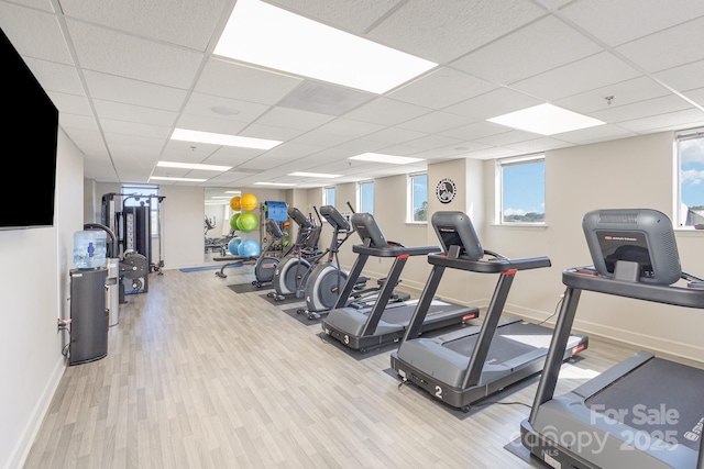 1315 E Blvd Unit 225, Charlotte, NC 28203 - exercise room with light wood finished floors and a drop ceiling