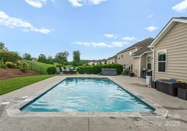 163 Sassafras Rd, Mooresville, NC 28115 - view of swimming pool with a hot tub and a patio