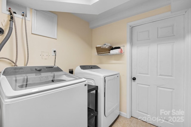 1467 Conway Dr, Granite Falls, NC 28630 - laundry room featuring washing machine and dryer and light tile patterned flooring