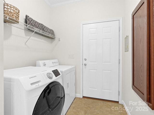 9 Farthings Dr, Arden, NC 28704 - washroom featuring washing machine and dryer and crown molding