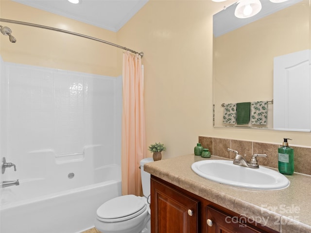 9 Farthings Dr, Arden, NC 28704 - full bathroom featuring vanity, shower / bath combo with shower curtain, and crown molding