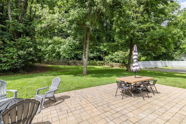 3969 Sheffield Dr, Charlotte, NC 28205 - fenced backyard with a patio and outdoor dining area