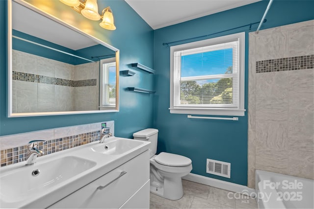 2000 Townsend Ave, Charlotte, NC 28205 - full bathroom with double vanity, marble finish floors, and shower / washtub combination