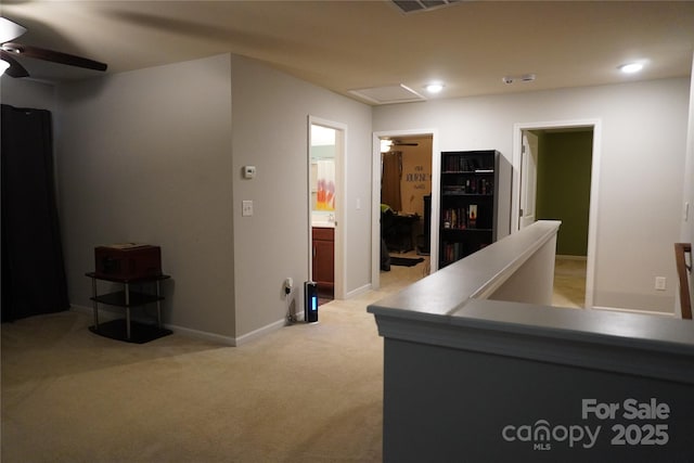 4003 Northerly Island Ct, Gastonia, NC 28056 - hallway with light colored carpet, attic access, and recessed lighting