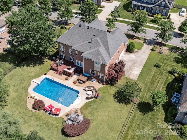 6523 Alba Rose Ln, Huntersville, NC 28078 - aerial view of property and surrounding area with a pool