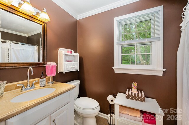 13416 Kintyre Ct, Matthews, NC 28105 - bathroom with vanity and ornamental molding
