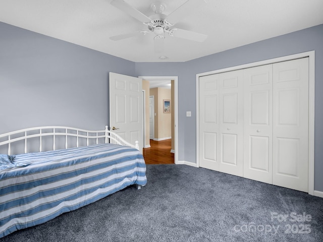 114 Fairway View Dr, Etowah, NC 28729 - carpeted bedroom with a ceiling fan and a closet