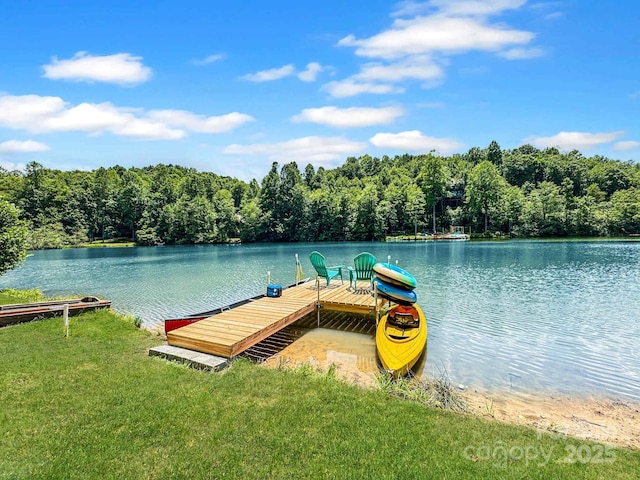 37 Poplar Dr, Rosman, NC 28772 - dock area featuring a water view, a yard, and a view of trees