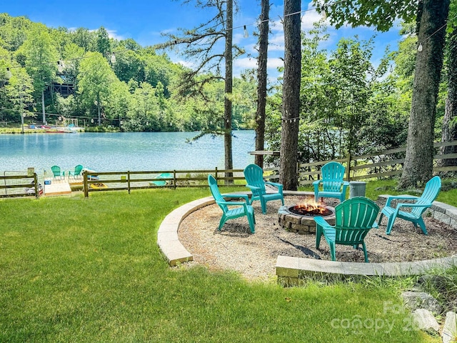 37 Poplar Dr, Rosman, NC 28772 - view of yard featuring an outdoor fire pit and a water view