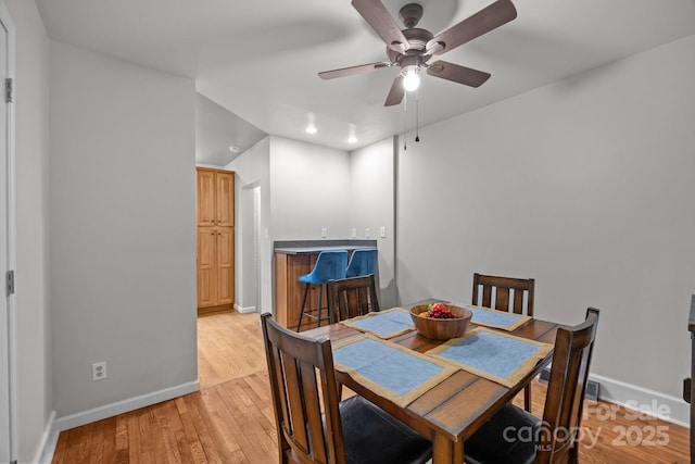 2 Enka Orchard St Unit 21A, Candler, NC 28715 - dining area with ceiling fan, light wood finished floors, recessed lighting, and bar area
