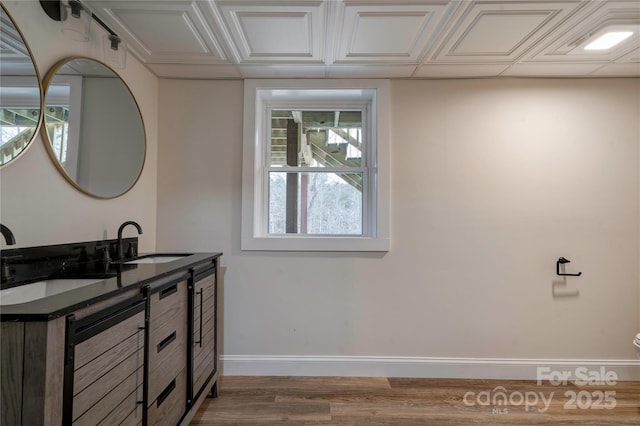 238 Lincoln Dr, Forest City, NC 28043 - bathroom featuring double vanity, wood finished floors, and plenty of natural light