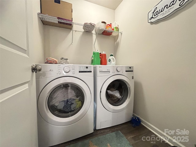 1916 Country Way, Hickory, NC 28601 - washroom with dark wood-type flooring and washer and clothes dryer