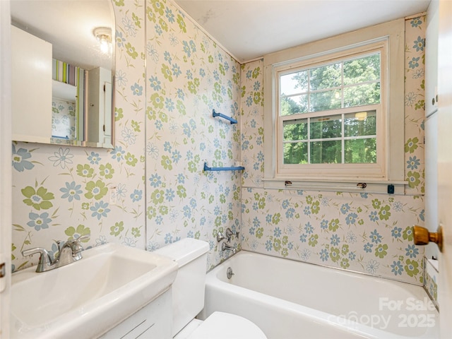 34 Lockhart Rd, Tryon, NC 28782 - full bathroom featuring a bath, wallpapered walls, and vanity